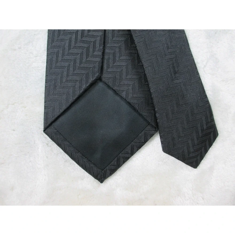 NEW ETON Neck Tie Mens Black Chevron Silk Made In Italy Casual 07
